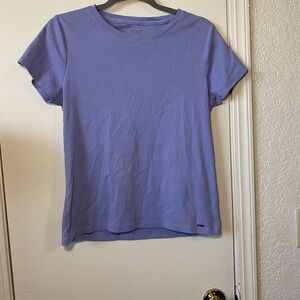 DKNY Women's Lavender Organic Cotton Short Sleeve Crew Neck T-Shirt Top